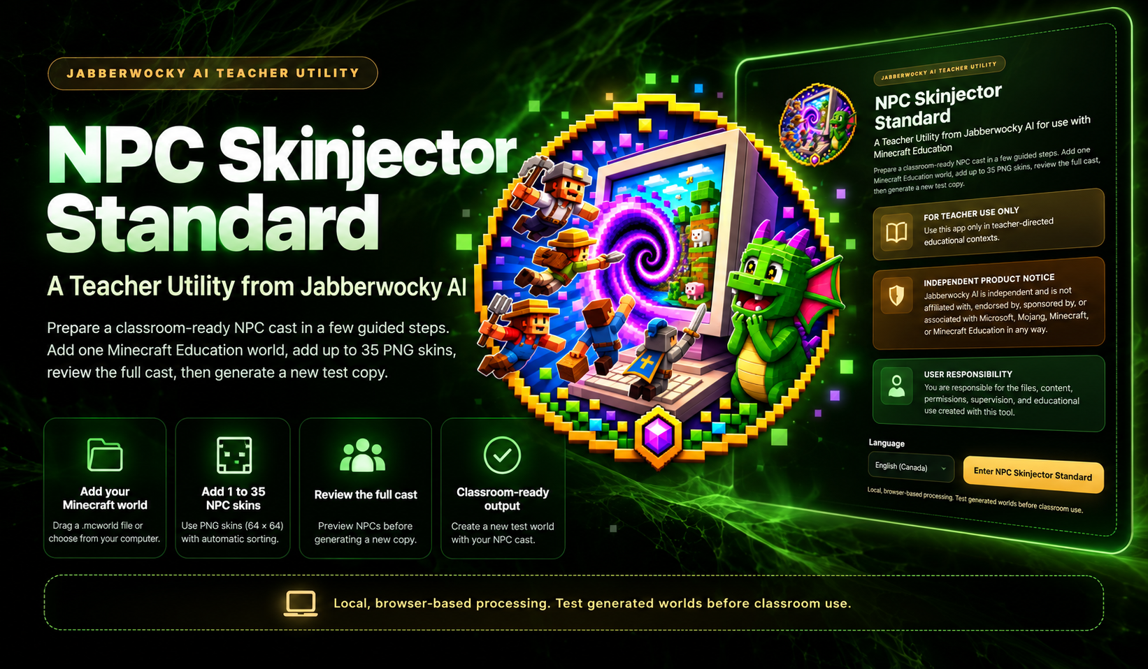 NPC Skinjector App | Add up to 35 Original NPC Skins to Minecraft Education Easily cover